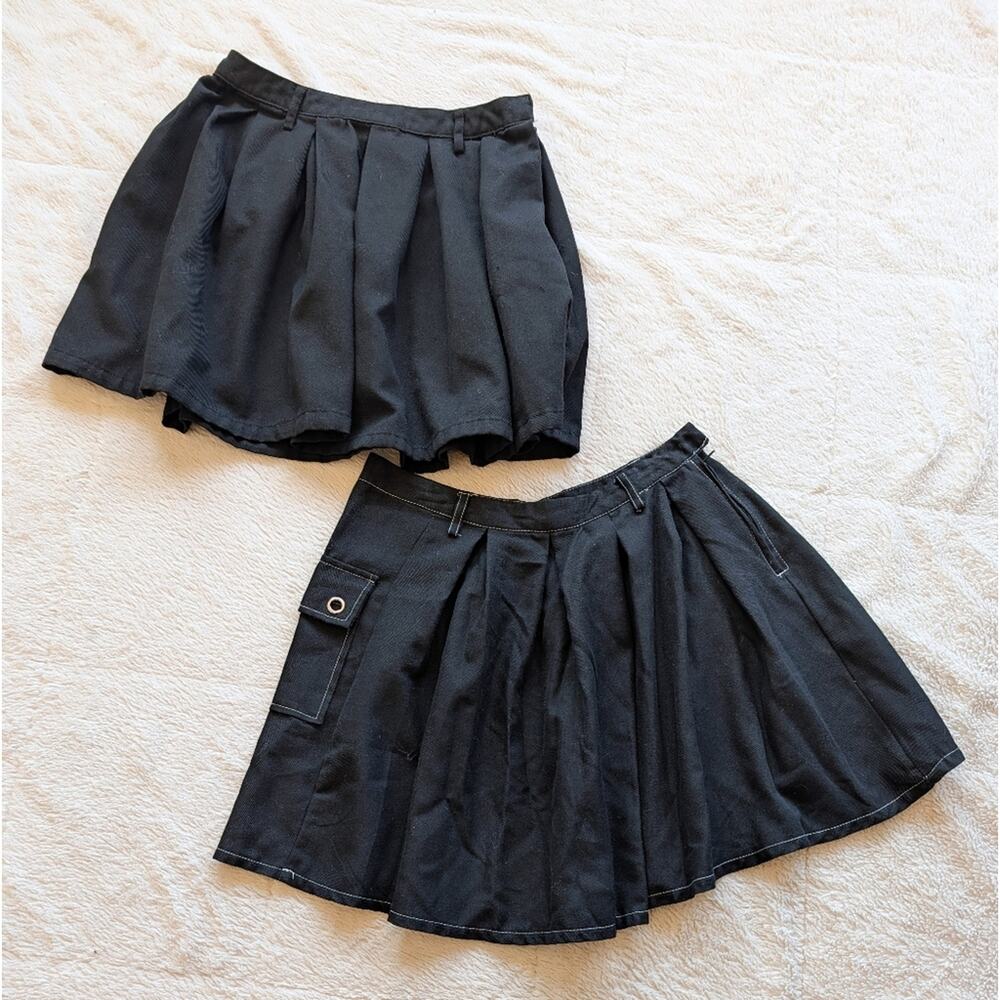 Hot Topic 2 Piece Bundle Black Pleated Mini Skirts